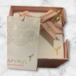 Papyrus Pink and Gold Pen and Note Set featuring Golden hummingbird